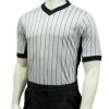 Smitty Grey Elite Performance Interlock V-Neck Shirt W/Black Pinstripe And Side Panel