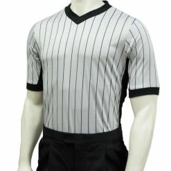 Smitty Grey Elite Performance Interlock V-Neck Shirt W/Black Pinstripes Shirts