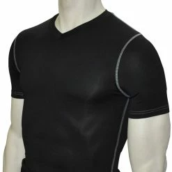 Compression Gear & Under Garments Smitty Black Compression Short Sleeve V-Neck Shirt