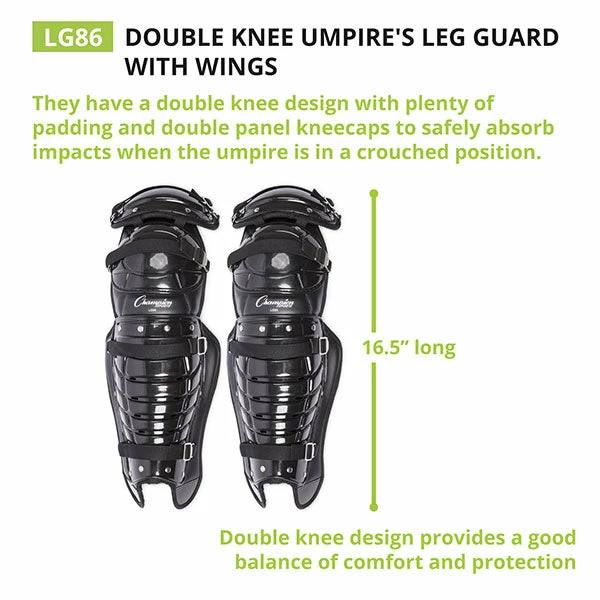 Leg Guards Champion Double Knee Umpire Leg Guard W/Wings 5 Leg Guards Champion Double Knee Umpire Leg Guard W/Wings