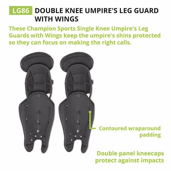 Leg Guards Champion Double Knee Umpire Leg Guard W/Wings 4 Leg Guards Champion Double Knee Umpire Leg Guard W/Wings