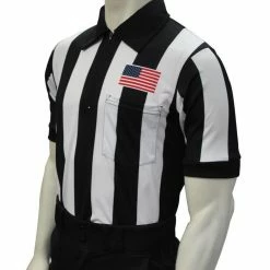 Smitty 2 1/4" Stripe Short Sleeve Football Shirt W/Flag Over Pocket