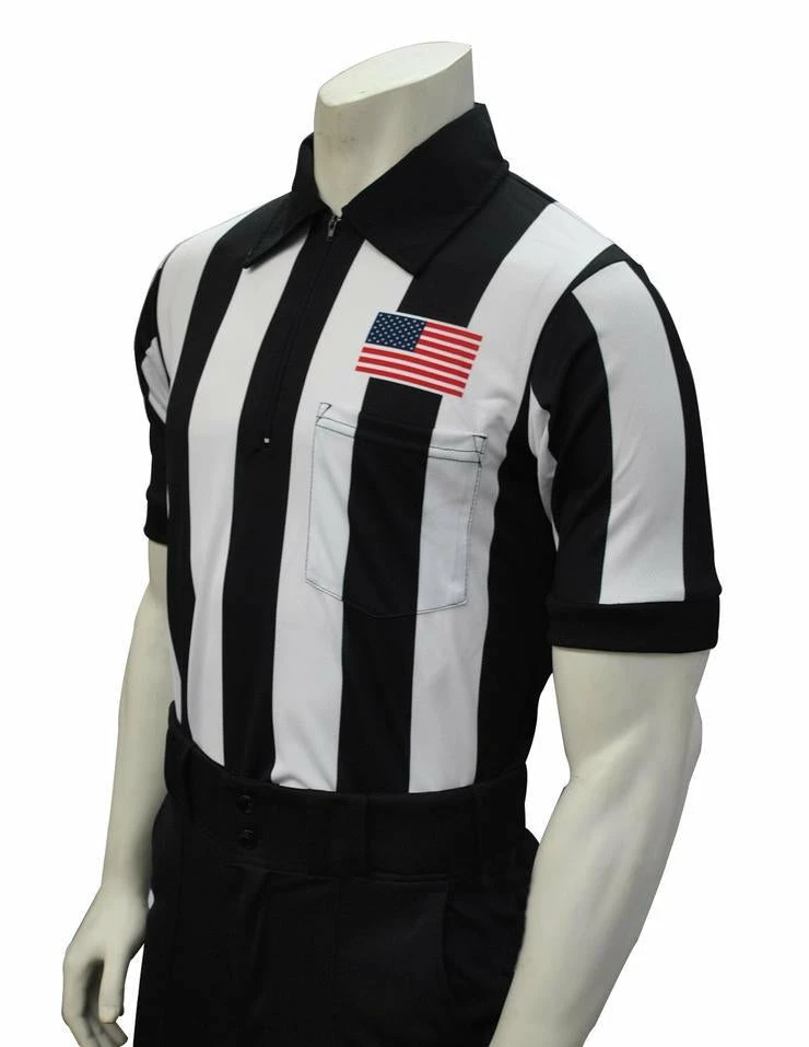 Smitty 2 1/4" Stripe Short Sleeve Football Shirt W/Flag Over Pocket 2 Smitty 2 1/4" Stripe Short Sleeve Football Shirt W/Flag Over Pocket