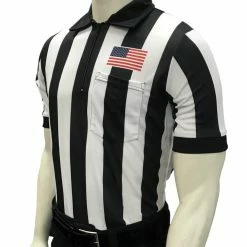 Smitty "Body Flex" 2 1/4" Stripe Football Short Sleeve Shirt W/Flag On Sleeve
