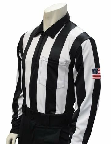 Smitty 2 1/4" Stripe Long Sleeve Football Shirt W/Flag Over Pocket 3 Smitty 2 1/4" Stripe Long Sleeve Football Shirt W/Flag Over Pocket